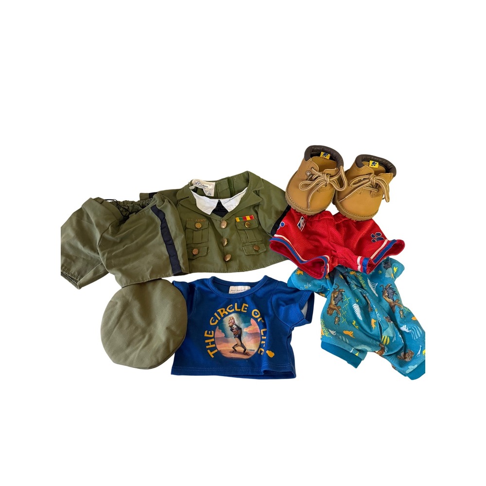 Build-A-Bear Boy Clothing Lot Outfit Accessories  Multicolor Disney NBA Army